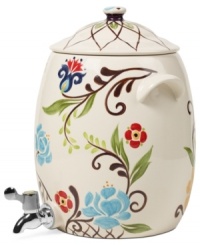 Hand painted with folksy florals, the Jardine beverage dispenser by Eva Mendes delivers colorful fresh-for-spring style and endless convenience for serving a crowd.