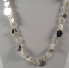 32 Inch Mother of Pearl & Silver tone Disc Strand Necklace