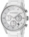 Emporio Armani Chronograph White Silicone Bracelet Silver Dial Women's Watch #AR5867