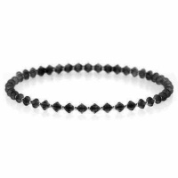 Genuine Black Swarovski Crystal and silver bead Choker Necklace