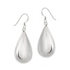 Sterling Silver High Polished Teardrop Puff Drop French Wire Earrings