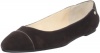 Calvin Klein Women's Pritah Suede Ballet Flat,Dark Brown,11 UK/15 M US