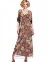 Ella Moss Women's Rosa Flora Maxi Dress, Taupe, Small