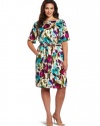 Jessica Howard Women's Plus-Size Floral Blouson Dress, Multi, 20W