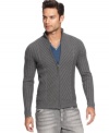 Modernize your look for fall with this mock neck zip up sweater from INC International Concepts.