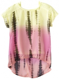 Beautees Girls 7-16 Tie Dye Top, Lemonade, Large