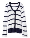 This slouchy stripe cardigan from Juicy Couture makes the perfect counterpoint to her leggings or skinny jean style.