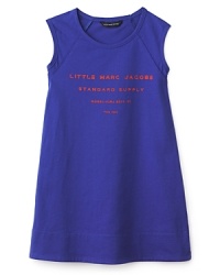 A sporty, versatile sleeveless tee from Little Marc Jacobs pairs well with shorts, skirts or jeans and features contrast branding in the front.