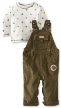 Little Me Baby-Boys Infant Pilot Plane Overall Set, Olive, 12 Months