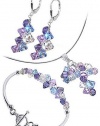 Sterling Silver Lavender Clear Blue Crystal Bracelet Earrings with 24 inch Pendant Necklace Jewelry Set Made with Swarovski Elements