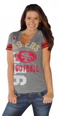 San Francisco 49ers Grey Big Play Womens Vintage Jersey Style V-Neck Tri-Blend T-shirt