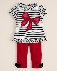 Stripes makes the scene this season, and Hartstrings is onboard with this cute nautical stripe set, including a ribbon-trimmed contrast pant.