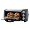 The DeLonghi Convection Toaster Oven features a non-stick interior for easy clean-up, large interior for up to 12 diameter pizza, oven baking feature for entrees and side dishes, and Cool Touch side handles for safety. Contemporary black and stainless steel construction. Model EO1251.