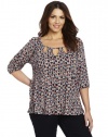 Lucky Brand Women's Plus-Size Deco Shells Kayla Top