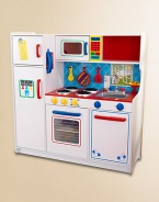 Kids can cook up a feast without getting a single dish dirty in this adorable kitchen for all the young chefs in your life. Details like open/close doors, turnable knobs and convenient storage add a real-world touch. Large enough that multiple children can play at once.