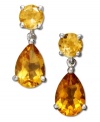 Brighten any day with the bold look of citrine. These sparkling earrings, with round and pear-cut gemstones (2-1/10 ct. t.w.) add rich warmth to any look. Post backing and setting crafted in sterling silver. Approximate drop: 1/4 inch.