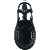 Old Dutch Jet Black Fleur De Lis Spoon Rest, 8 by 3-3/4-Inch