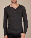 Alternative Unisex 4.4 oz. Long-Sleeve Raglan Henley - ECO BLACK - LARGE