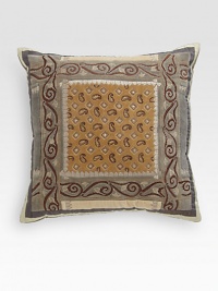 A luxurious accent pillow rendered in plush, hand-embroidered velvet with a French-inspired paisley design.Zip closure18 squareCottonPolyfillDry cleanImported