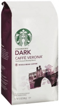 Starbucks Caffe Verona Coffee, Whole Bean,Dark Cocoa, Roasty Sweet,12-Ounce Bags (Pack of 3)