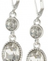 Nine West We Do I Do Crystal Silver-Tone Crystal Double Drop Earrings