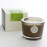 Aquiesse uses a proprietary soy wax blend and is made with organic soy bean oil and carefully selected lead-free wicks. The soy candle is stylishly encased in smoke-brown glass.