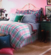 Lauren Ralph Lauren University Bedding Caitlin Bedskirt Queen- Pink/green Plaid