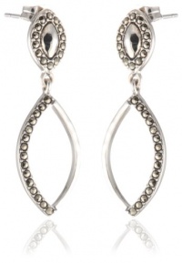 Judith Jack Turq Matrix Sterling Silver and Swarovski Marcasite Linear Loop Drop Earrings