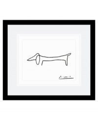 Pay homage to your favorite pup with this simple dog drawing. Picasso captures the essence of the dachshund in what looks like one continuous line. A deep, black satin frame maintains the artist's minimalist style.