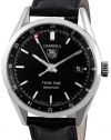 TAG Heuer Men's WV2115.FC6180 Carerra Calibre 7 Twin Time Automatic Black Dial Black Crocodile Watch