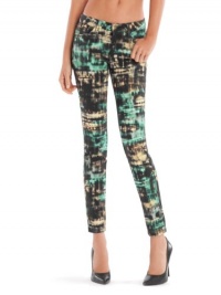 GUESS Brittney Ankle Skinny Digital-Print Jean, IVORY MULTI (28)