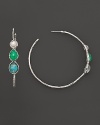 Ippolita Seafoam Wonderland Sterling Silver 3-Stone Hoop Earrings in Seafoam