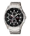 Men's Stainless Steel Edifice Day Date Black Dial