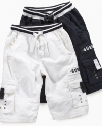 Aye, aye captain. He'll have a take-charge attitude in these stylish, nautical cargo shorts from Guess.