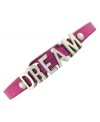 Live the dream. This mini affirmation bracelet from BCBGeneration, crafted from silver-tone mixed metal and pink glitter PVC, makes staying in style an attainable goal. Approximate length: 8 inches.