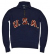 Polo Ralph Lauren Men Big Logo USA Olympic Team Half Zip Sweatshirt (S, Navy/red/off white)