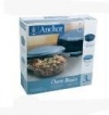 Anchor Hocking 3-Piece 2-Quart Sculpted Baking Dish with Slate Blue Plastic Lid and Blue Tote.