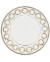 With links of shimmering platinum and gold, this Lenox accent plate lends chic sophistication to understated Solitaire White dinnerware.