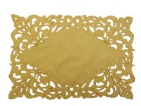 Homewear Cutwork and Emboridery Placemat IMPERIAL SCROLL 13 by 19-Inch Placemat, Set of 4, Gold