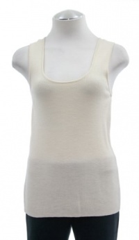 Eileen Fisher Soft White Merino Wool Ribbed Scoop Neck Tank Top X-Small