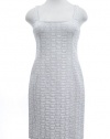 Lauren By Ralph Lauren White/Silver Temple Garden Sheath Dress 14