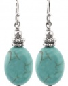 Sterling Silver Turquoise Oval Bead Drop Earrings