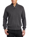 IZOD Men's Rib Yoke Solid Button Mock Sweater