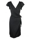 Studio M Flutter-Sleeve Matte Jersey Wrap Dress