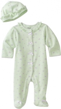 Little Me Baby-Girls Newborn Petite Rose Footie and Hat, Light Green, 3 Months