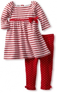 Little Me Baby-girls Infant Stripe Dress And Legging Set, Red/Multi, 12 Months