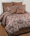 A contemporary twist on a classic pattern, this Modern Scroll comforter set evokes an enticing appeal in your space with a flowing scroll design in a warm, spicy palette. The quilted coverlet offers a layering option and three decorative pillows and an abundance of shams give the bed extra dimension.