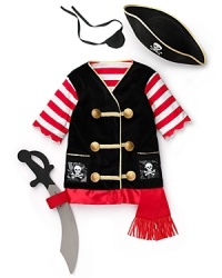 Your little explorer will love this Melissa & Doug pirate costume, complete with a hat, eye patch and sword for pretend swashbuckling fun.