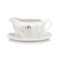 Mikasa Love Story 16-Ounce 2-Piece Gravy Boat and Saucer, White