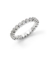 THE LOOKProng eternity design .48 tcw diamond accents14k white gold settingTHE MEASUREMENTWidth, about .125ORIGINImported